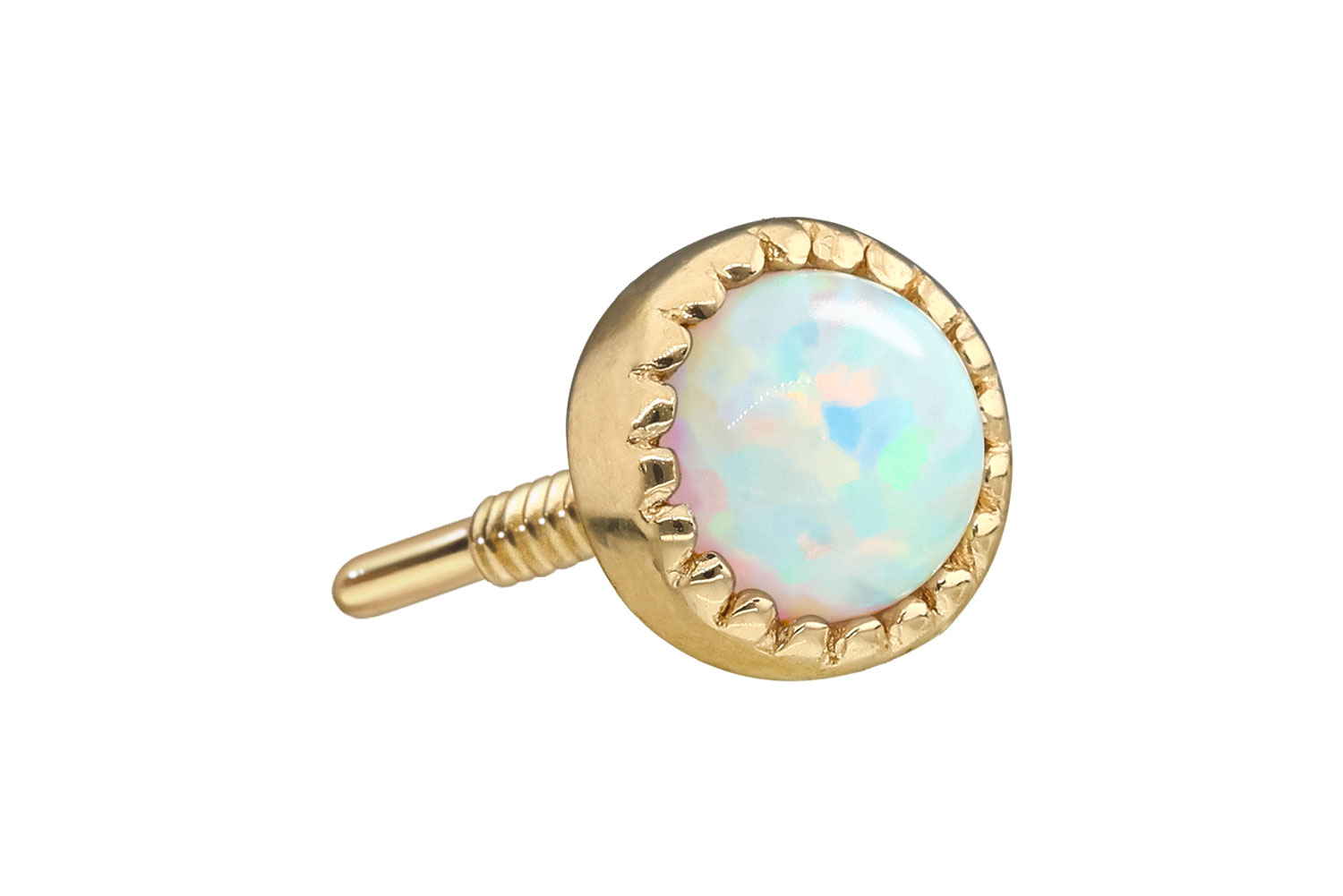 14 Karat Gold Schraubaufsatz mit Außengewinde SYNTHETISCHER OPAL von Piercingline